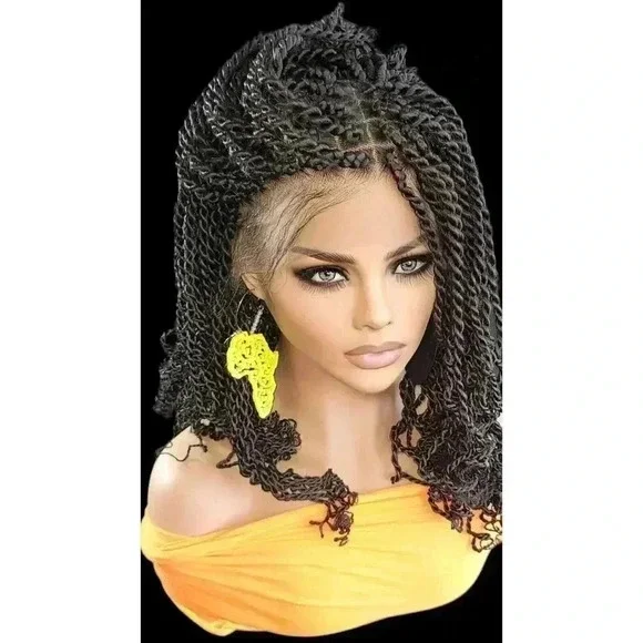 Handmade Braided braided wig Jet Black Kinky twists wig 360 Lace Closure. NWT - Picture 14 of 15